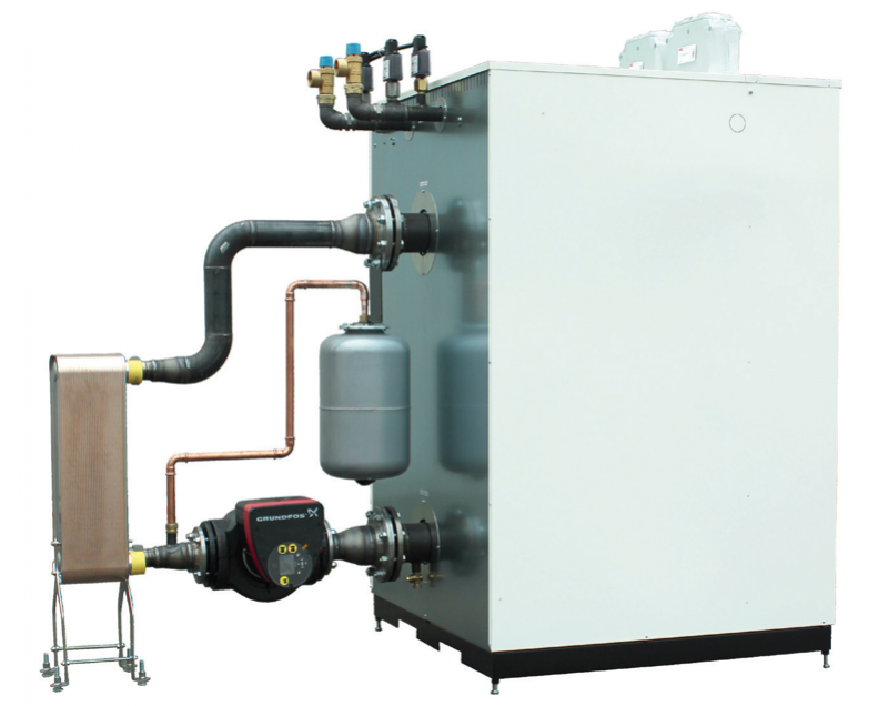 Varmtvandskedel med veksler